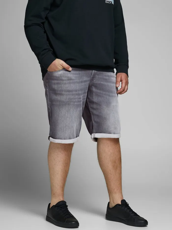 Shorts JACK and JONES Mens RICK ICON GE 005 INDIGO KNIT PLUS SIZE DENIM SHORTS Grey Grey Denim Gift for Friend