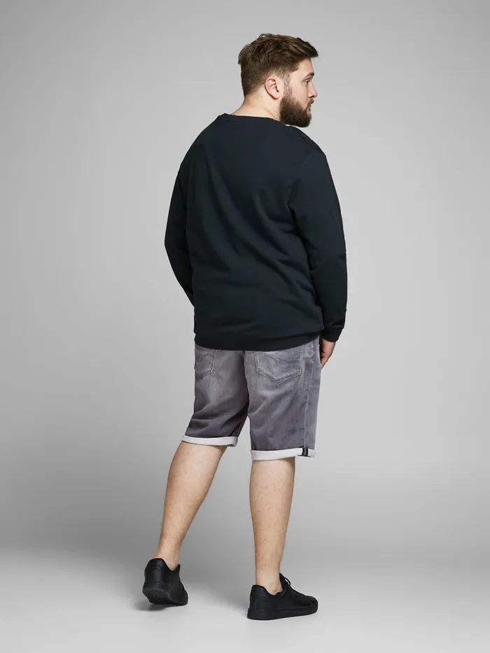 Shorts JACK and JONES Mens RICK ICON GE 005 INDIGO KNIT PLUS SIZE DENIM SHORTS Grey Grey Denim Gift for Friend