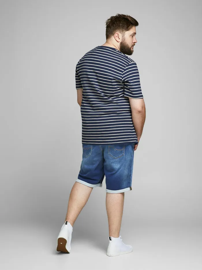 Shorts JACK and JONES Mens RICK ICON INDIGO KNIT PLUS SIZE DENIM SHORTS Blue Blue Denim Gift 4 You