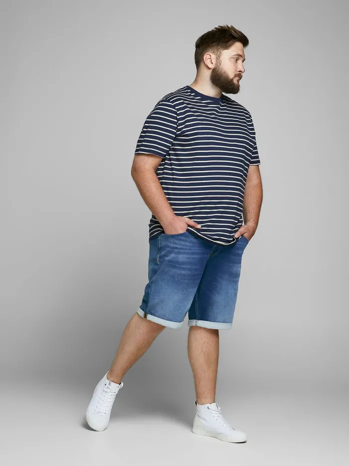 Shorts JACK and JONES Mens RICK ICON INDIGO KNIT PLUS SIZE DENIM SHORTS Blue Blue Denim Gift 4 You