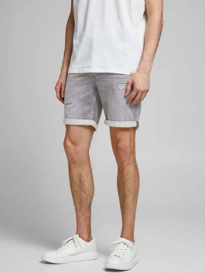 Shorts JACK and JONES Mens RICKICON GE 331 INDIGO KNIT DENIM SHORTS Grey Grey Denim Casaul