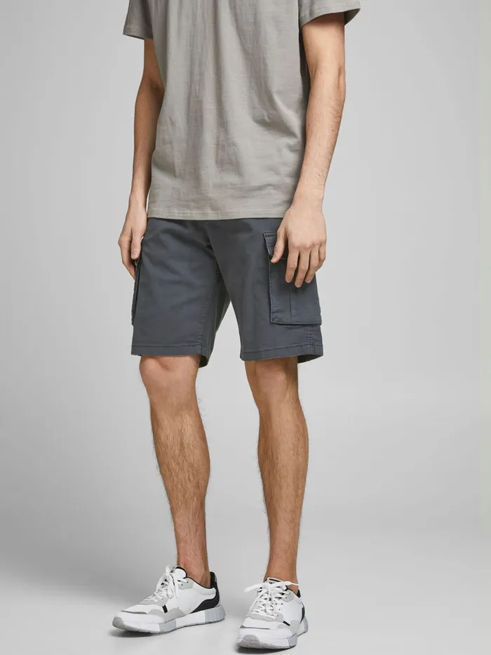 Shorts JACK and JONES Mens ZACK AMA CARGO SHORTS Grey Asphalt For Sale