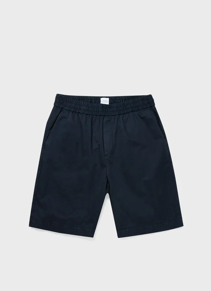 Shorts Men ussunspel Cotton Linen Drawstring Shorts Navy