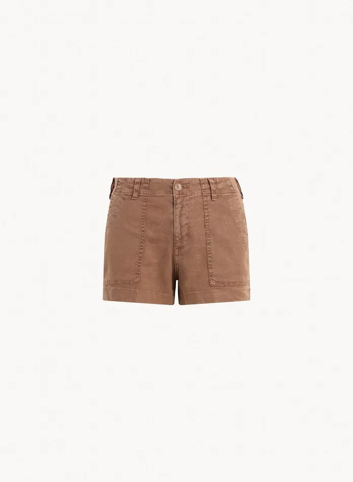 Shorts Women Bella Dahl Sol Utility Tab Trouser Short 8211 Sahara Brown