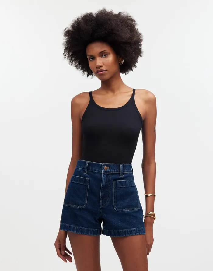 Shorts Women Madewell The Denim Emmett Short Patch Pocket Edition Stonegrove Wash