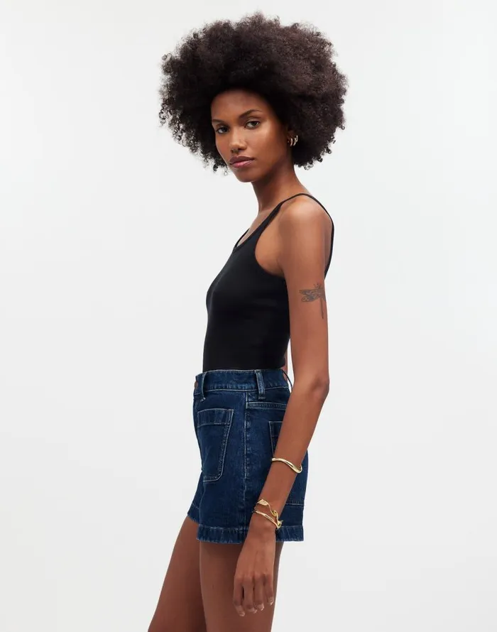 Shorts Women Madewell The Denim Emmett Short Patch Pocket Edition Stonegrove Wash