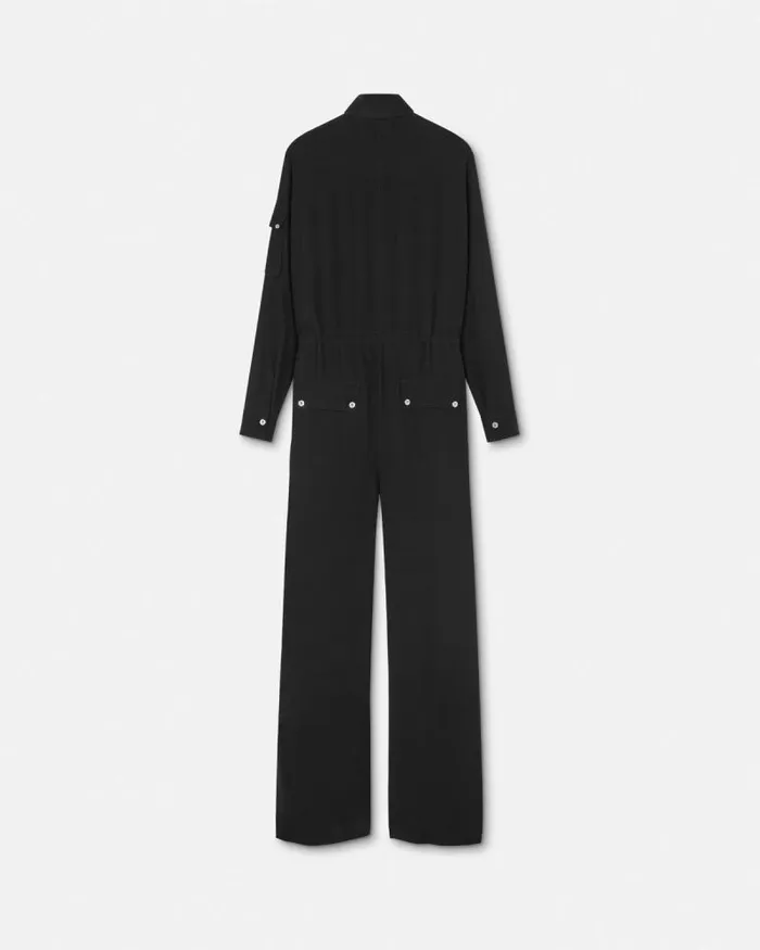 Silk Crpe Lavallire Jumpsuit Black Women Versace Dresses