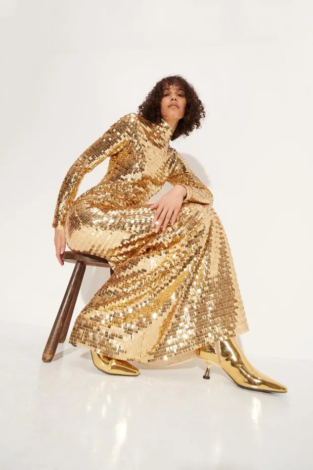 Simon Miller Dresses Women Sequin Sculpty Dress In Star Gold