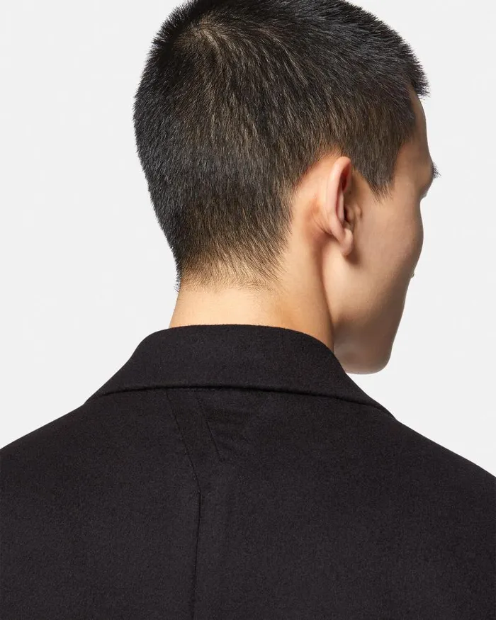 SingleBreasted Coat Black Men Versace Jackets and Coats