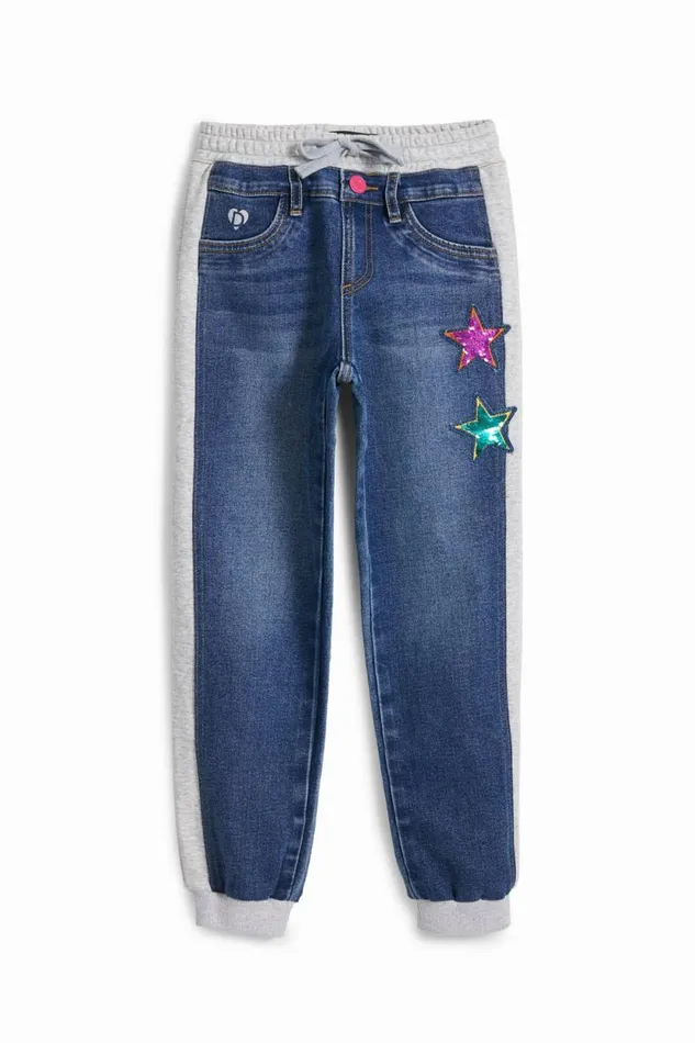 Skirts And Trousers Kids Desigual Ribbed Star Jogger Pants Blue