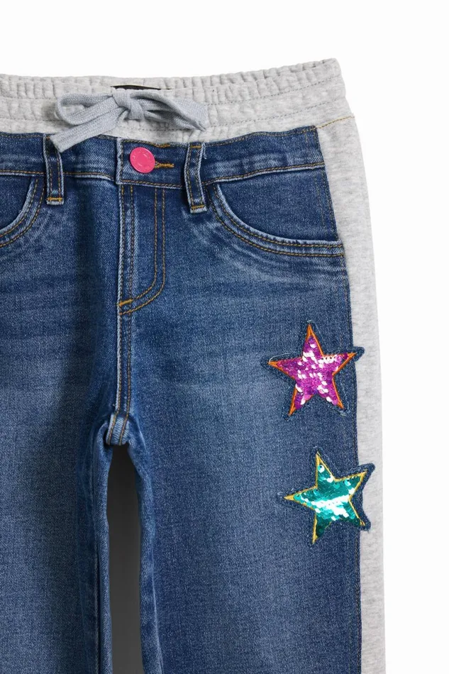 Skirts And Trousers Kids Desigual Ribbed Star Jogger Pants Blue