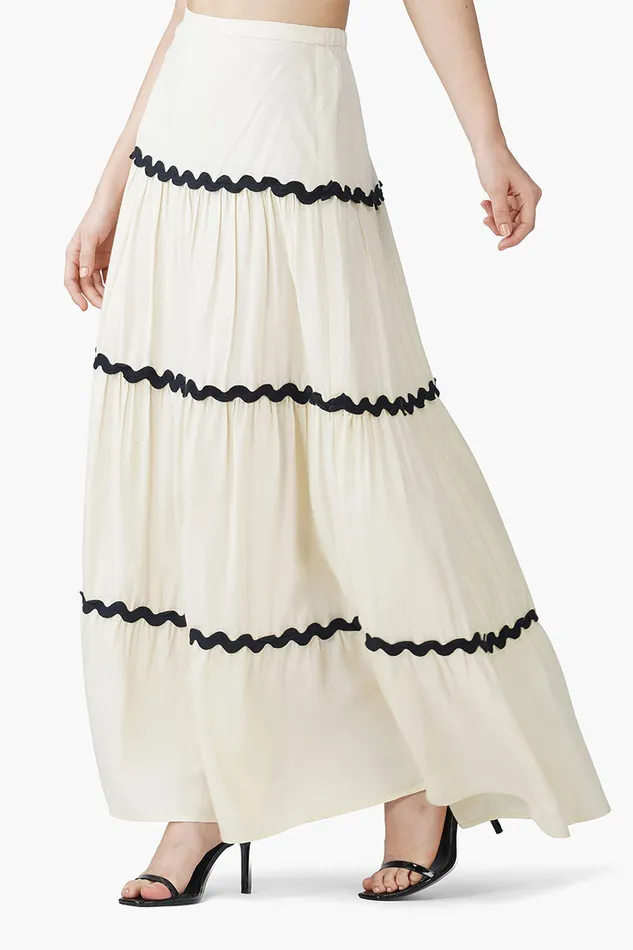 Skirts Women America and Beyond Vanilla RicRac Tiered Skirt