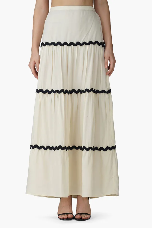Skirts Women America and Beyond Vanilla RicRac Tiered Skirt