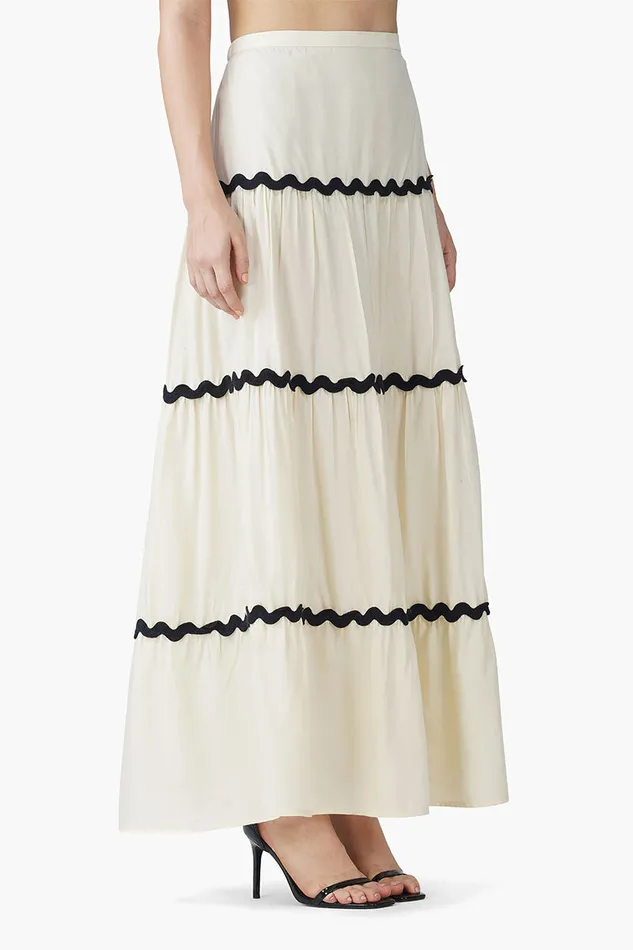 Skirts Women America and Beyond Vanilla RicRac Tiered Skirt