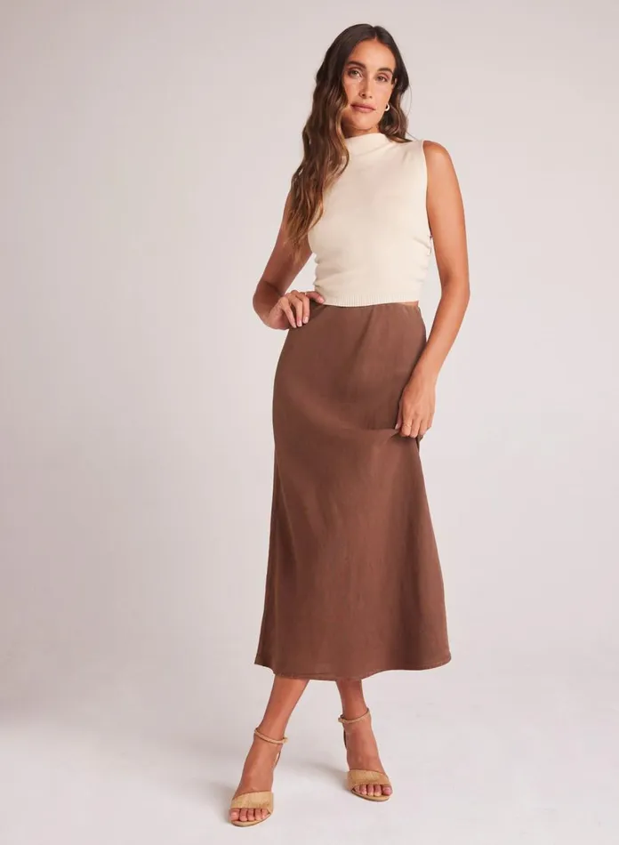 Skirts Women Bella Dahl Bias Midi Skirt 8211 Botanical Brown