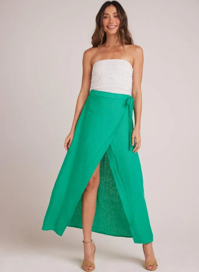 Skirts Women Bella Dahl Maxi Wrap Skirt 8211 Tropical Green