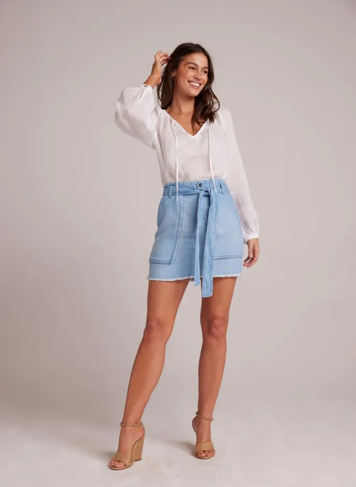 Skirts Women Bella Dahl Sunny Utility Skirt With Sash 8211 Coastal Wash