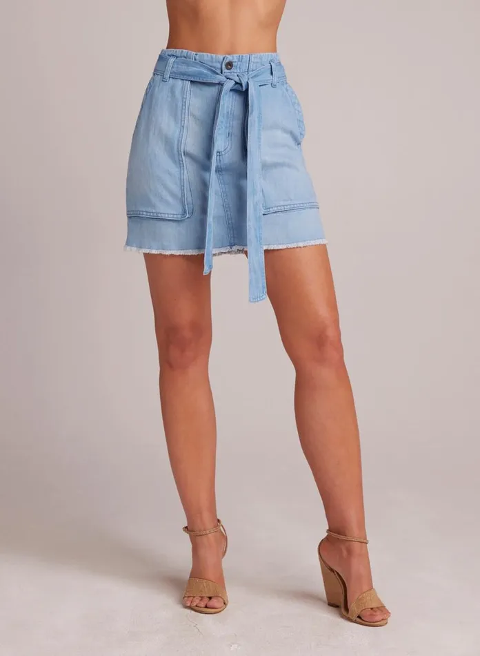 Skirts Women Bella Dahl Sunny Utility Skirt With Sash 8211 Coastal Wash