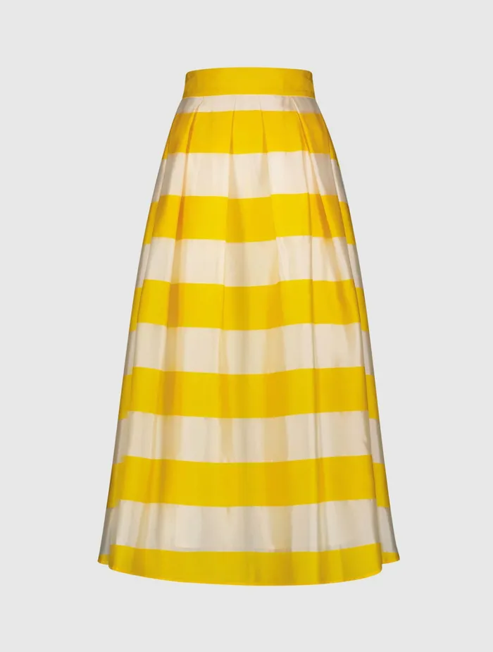 Skirts Women Mac Duggal Striped Organza High Waisted Midi Skirt 8211 FINAL SALE Sunshine