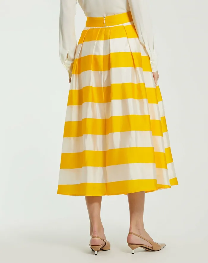 Skirts Women Mac Duggal Striped Organza High Waisted Midi Skirt 8211 FINAL SALE Sunshine