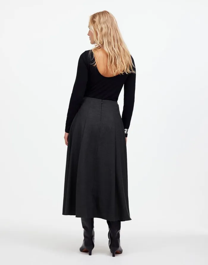 Skirts Women Madewell Flannel Pleated Maxi Skirt Dark Melange Grey