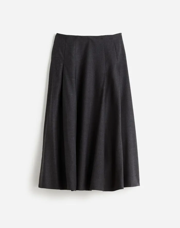 Skirts Women Madewell Flannel Pleated Maxi Skirt Dark Melange Grey