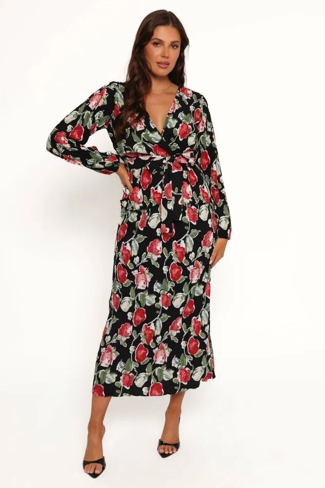 Skirts Women Petal and Pup Minelli Pleat Midi Skirt Black Rose