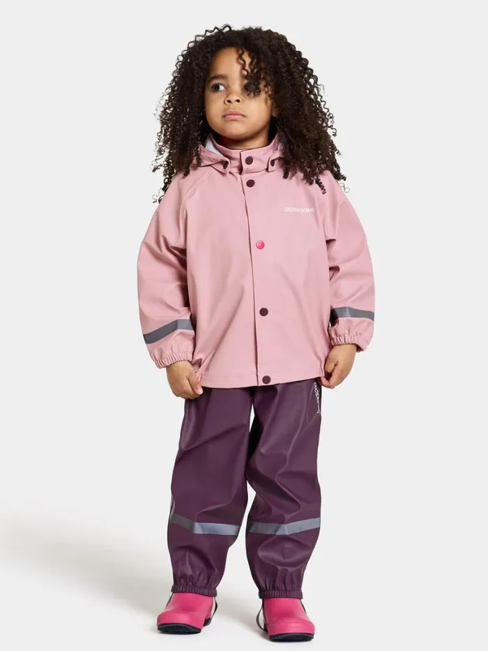 Slaskeman Kids039 Set Galon Soft Pink Kids Didriksons Unlined Rain Set