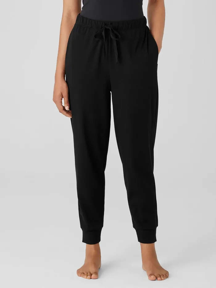 Sleepwear Women Eileen Fisher Organic Cotton Interlock Jogger Sleep Pant Black
