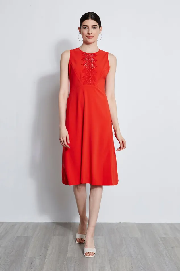 Sleeveless Dresses Women Elie Tahari Lace Applique Midi Dress AGAVE