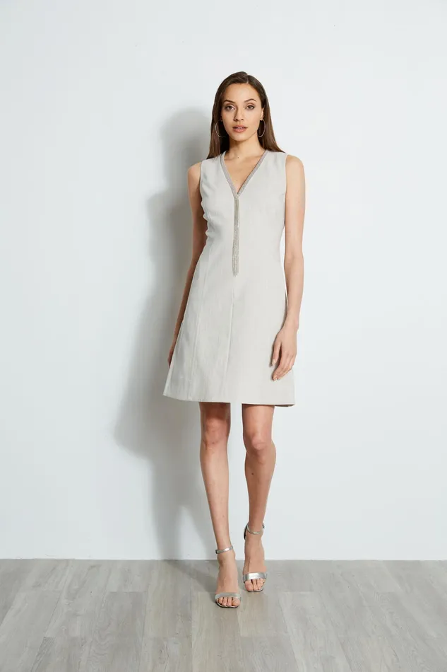 Sleeveless Dresses Women Elie Tahari Linen Chain Dress PUTTY MELANGE