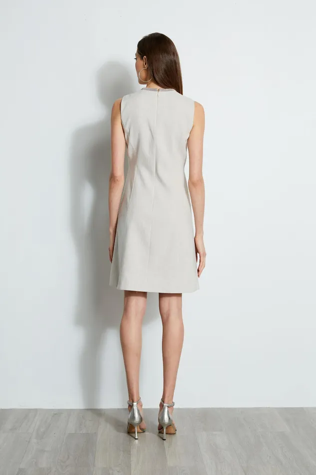 Sleeveless Dresses Women Elie Tahari Linen Chain Dress PUTTY MELANGE