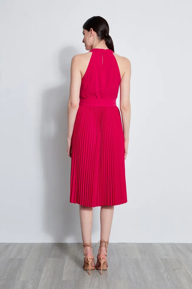 Sleeveless Dresses Women Elie Tahari Pleated Cowl Midi Dress CYCLAMEN