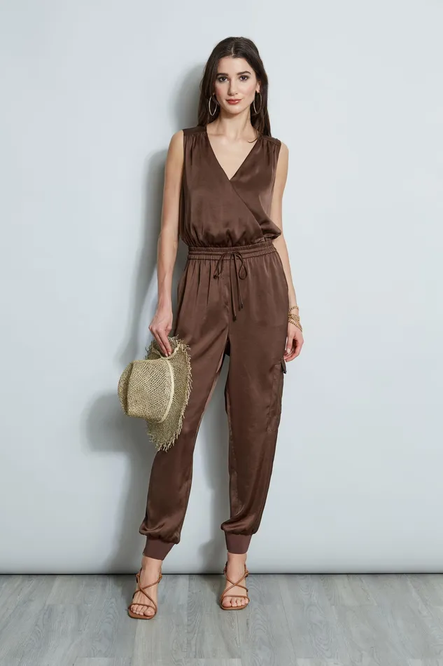 Sleeveless Dresses Women Elie Tahari Satin Jumpsuit SUMATRA