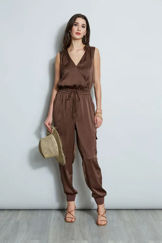 Sleeveless Dresses Women Elie Tahari Satin Jumpsuit SUMATRA