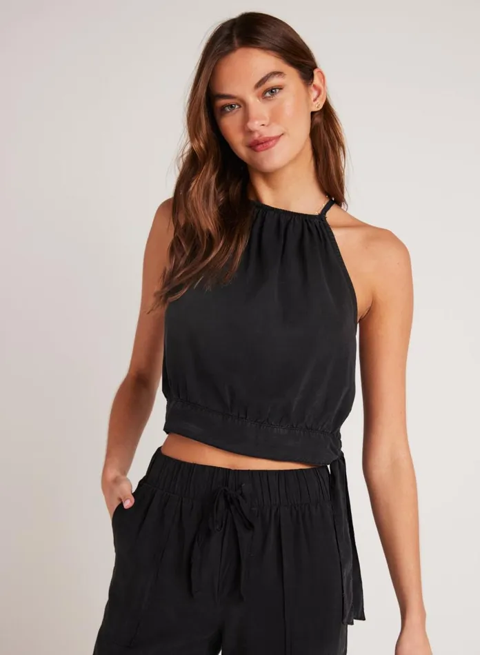 Sleeveless Women Bella Dahl Cropped Side Tie Halter 8211 Black