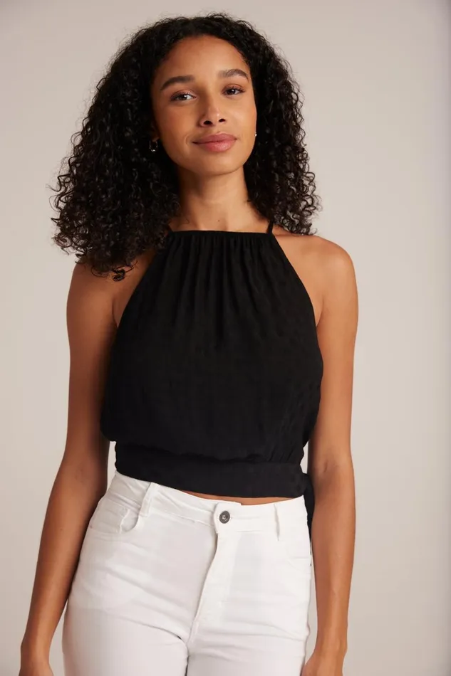 Sleeveless Women Bella Dahl Side Tie Button Halter 8211 Black