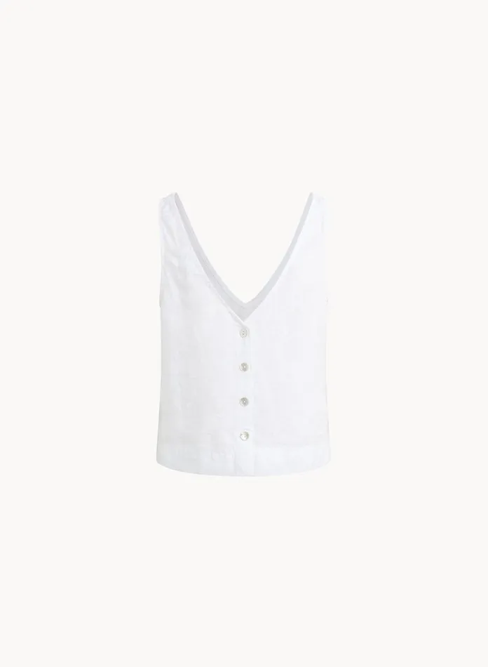 Sleeveless Women Bella Dahl Sleeveless Button Back VNeck Top 8211 White