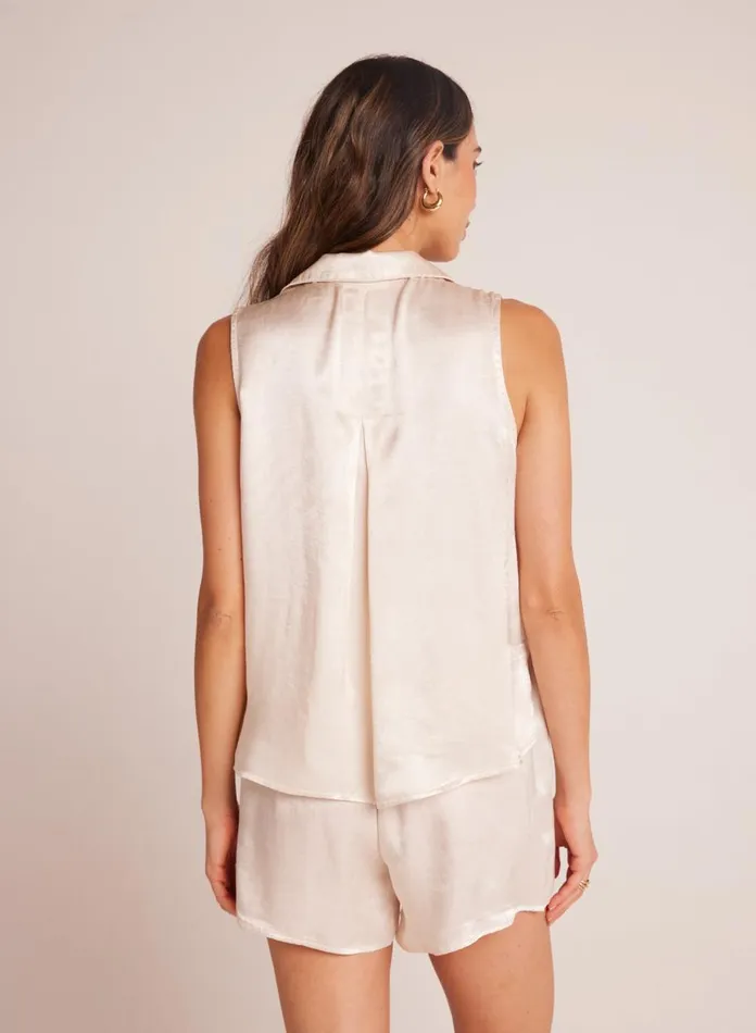 Sleeveless Women Bella Dahl Sleeveless Notch Collar Button Down 8211 Playa Sand