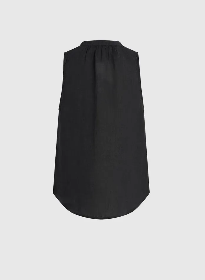 Sleeveless Women Bella Dahl Sleeveless Shirred Shoulder Blouse 8211 Black