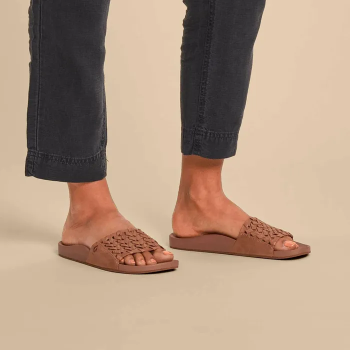 Slides Women Olukai Kmola Leather Slide Sandals 8211 Tan