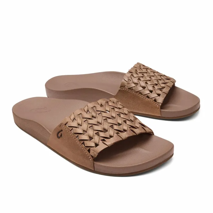 Slides Women Olukai Kmola Leather Slide Sandals 8211 Tan