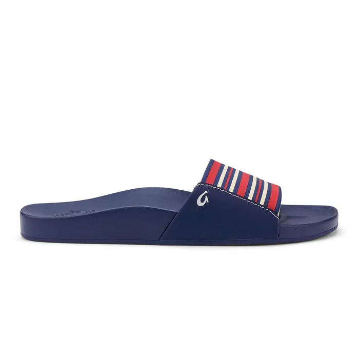 Slides Women Olukai Kpuni Slide Sandals 8211 Trench Blue Stripe 8211 Color