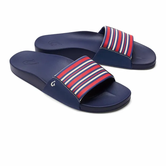 Slides Women Olukai Kpuni Slide Sandals 8211 Trench Blue Stripe 8211 Color