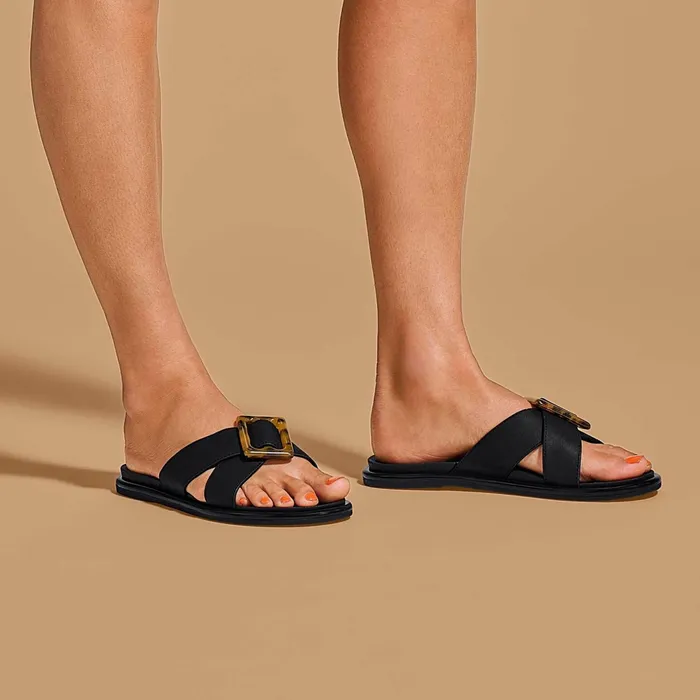Slides Women Olukai Lai Slide Slide Beach Sandals 8211 Black