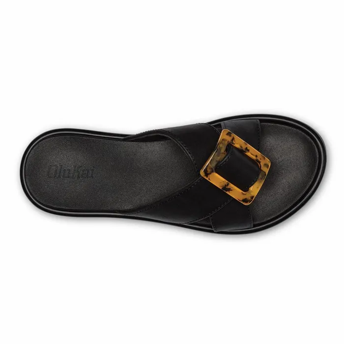 Slides Women Olukai Lai Slide Slide Beach Sandals 8211 Black