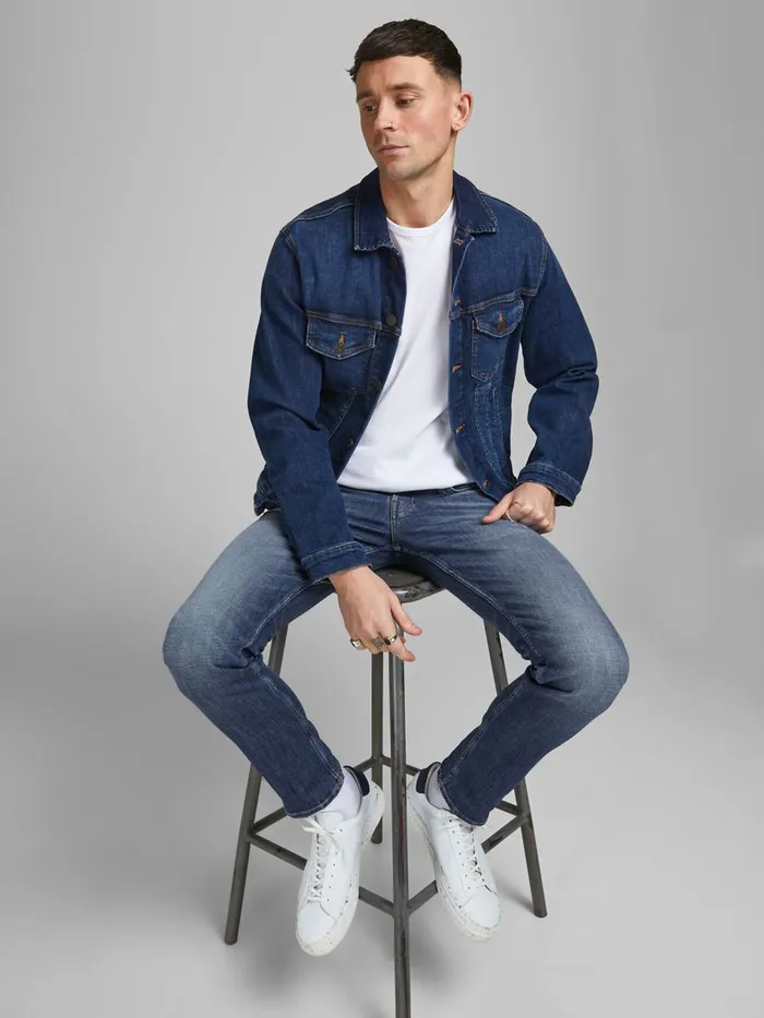 Slim and Straight Jeans JACK and JONES Mens TIM VINTAGE CJ 336 SLIMSTRAIGHT FIT JEANS Blue Blue Denim