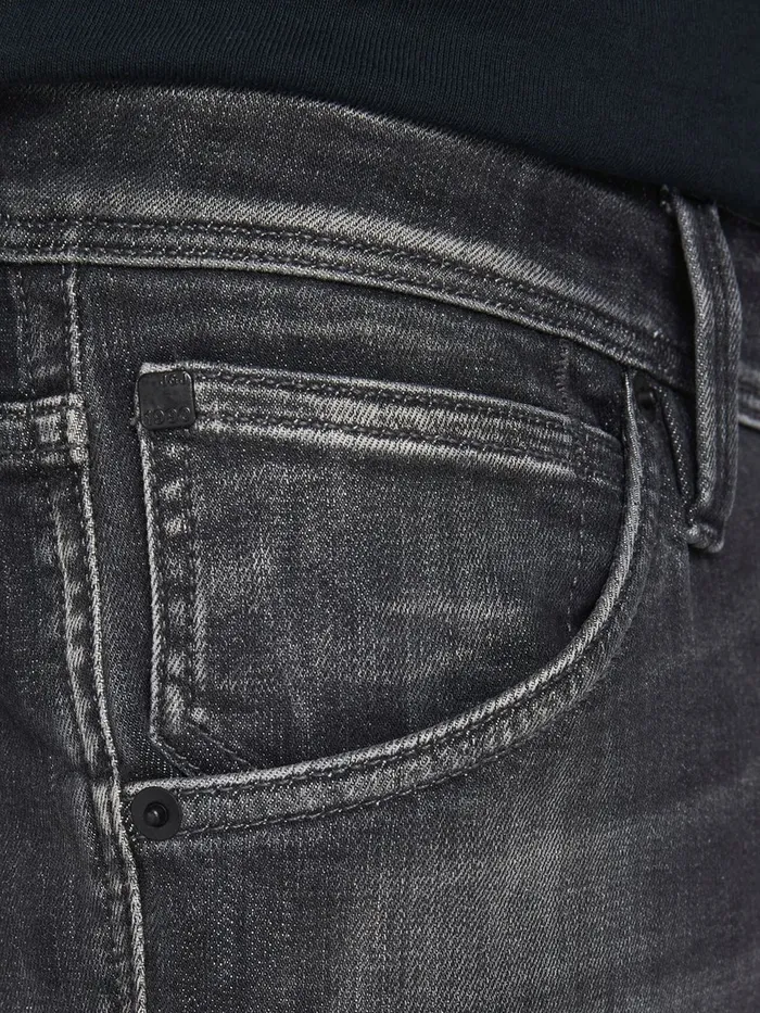 Slim Jeans JACK and JONES Mens GLENN FOX AGI 304 50SPS SLIM FIT JEANS Grey Black Denim