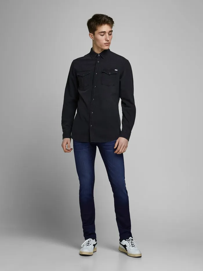 Slim Jeans JACK and JONES Mens GLENN FOX AM 892 SLIM FIT JEANS Blue Blue Denim