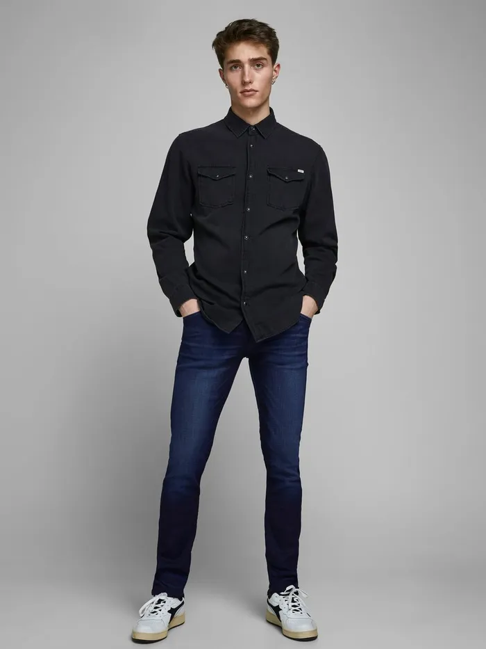 Slim Jeans JACK and JONES Mens GLENN FOX AM 892 SLIM FIT JEANS Blue Blue Denim